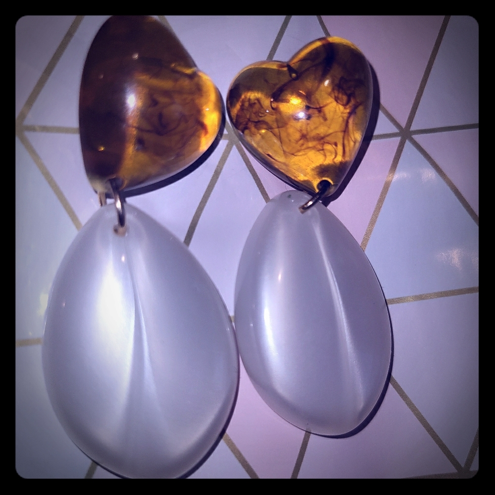 Huge teardrop heart earrings